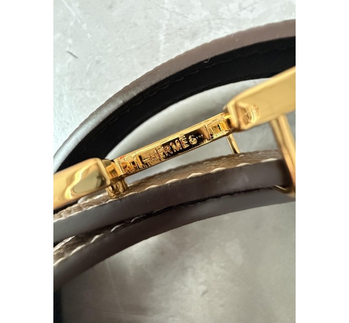 Вишуканий ремінь Hermès Mini Constance H у бежевому з золотом
