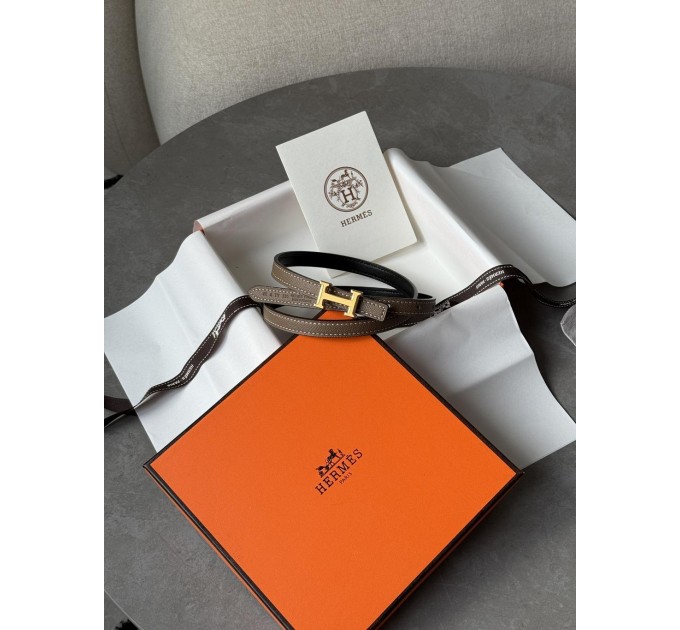 Вишуканий ремінь Hermès Mini Constance H у бежевому з золотом