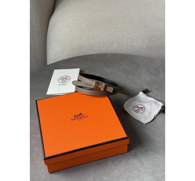Вишуканий ремінь Hermès Mini Constance H у бежевому з золотом