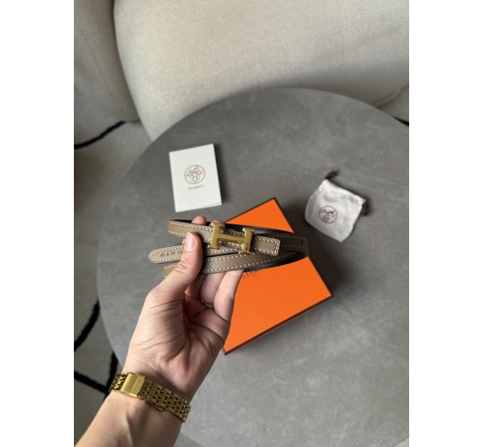 Вишуканий ремінь Hermès Mini Constance H у бежевому з золотом