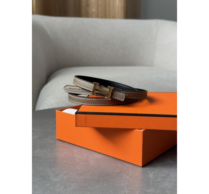 Вишуканий ремінь Hermès Mini Constance H у бежевому з золотом