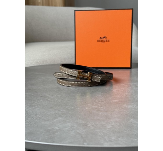 Вишуканий ремінь Hermès Mini Constance H у бежевому з золотом