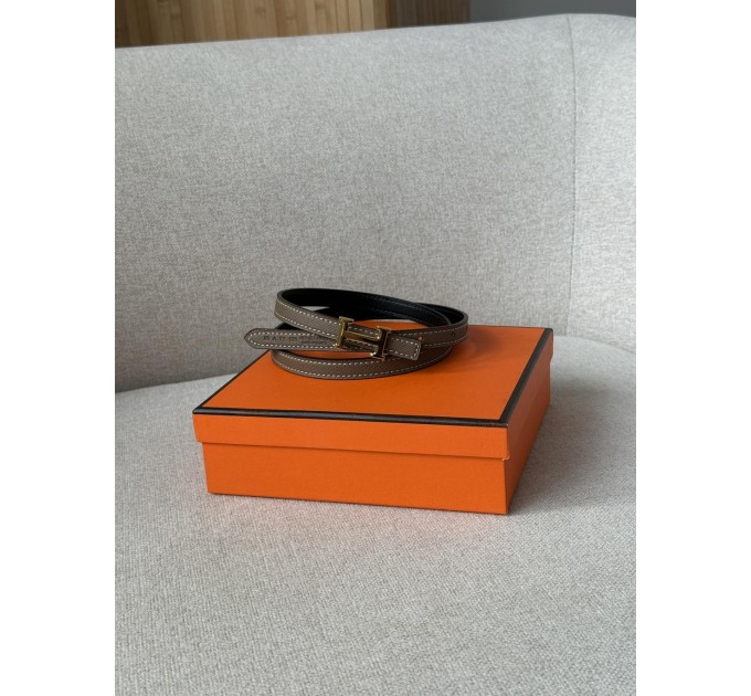 Вишуканий ремінь Hermès Mini Constance H у бежевому з золотом