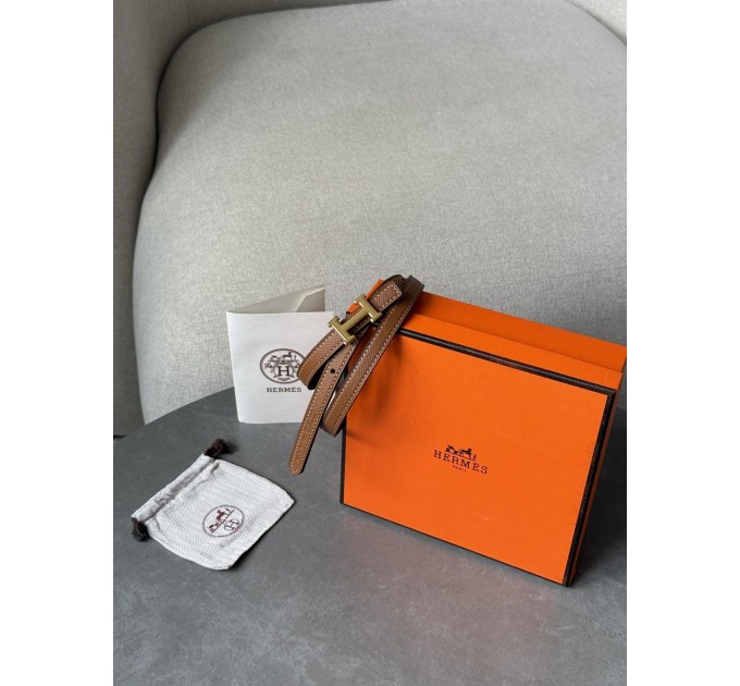 Розкішний ремінь Hermès Mini Constance H у коричневому з золотом