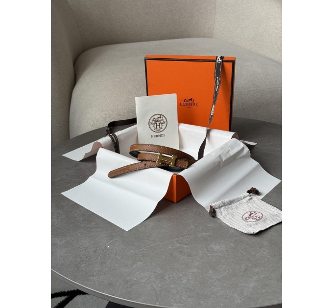 Розкішний ремінь Hermès Mini Constance H у коричневому з золотом