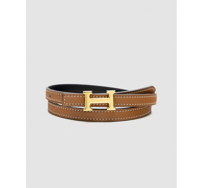 Розкішний ремінь Hermès Mini Constance H у коричневому з золотом