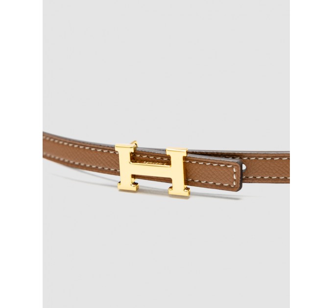 Розкішний ремінь Hermès Mini Constance H у коричневому з золотом