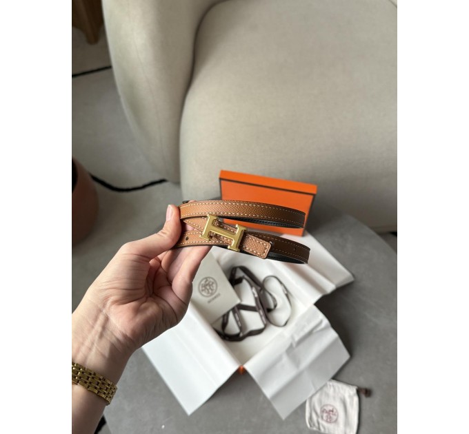 Розкішний ремінь Hermès Mini Constance H у коричневому з золотом