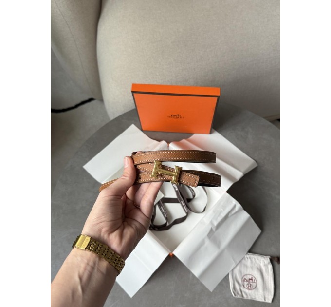 Розкішний ремінь Hermès Mini Constance H у коричневому з золотом