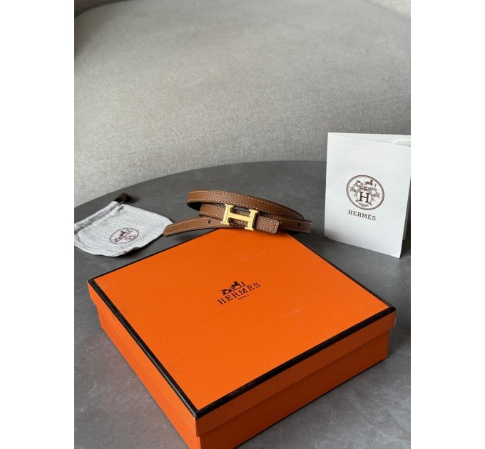 Розкішний ремінь Hermès Mini Constance H у коричневому з золотом