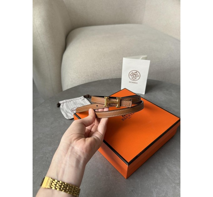 Розкішний ремінь Hermès Mini Constance H у коричневому з золотом
