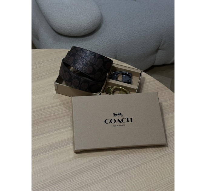 Ремінь Coach Belt Kit: коричнева канва + дві бляшки в комплекті