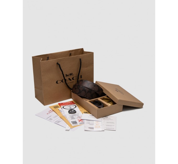 Ремінь Coach Belt Kit: коричнева канва + дві бляшки в комплекті
