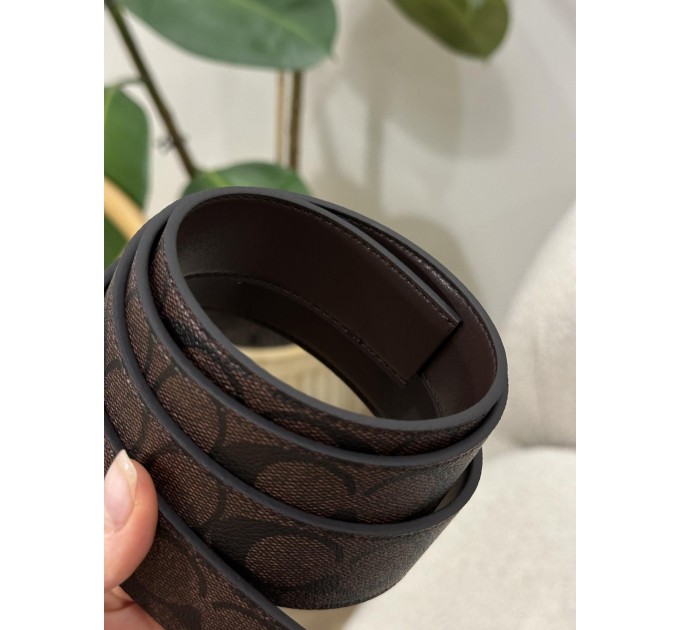 Ремінь Coach Belt Kit: коричнева канва + дві бляшки в комплекті