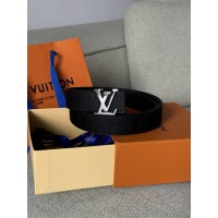 Louis Vuitton Reversible Leather Belt 30mm Embossing Black/Silver