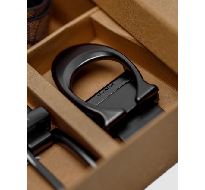 Ремінь Coach Belt Kit: бежева канва + дві чорні бляшки