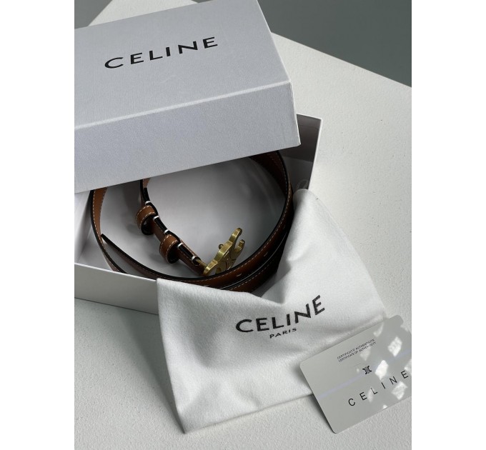 Ремінь Celine Medium Triomphe: коричнева шкіра Taurillon та золото