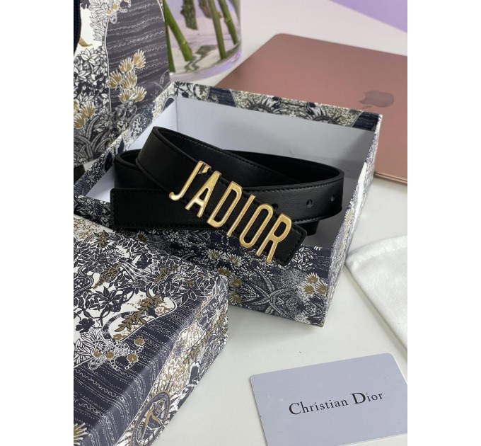 Ремінь Dior JA-D-Fence: чорна теляча шкіра та золото
