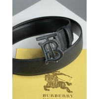 Burberry Leather TB Belt Black/Tan/Silver