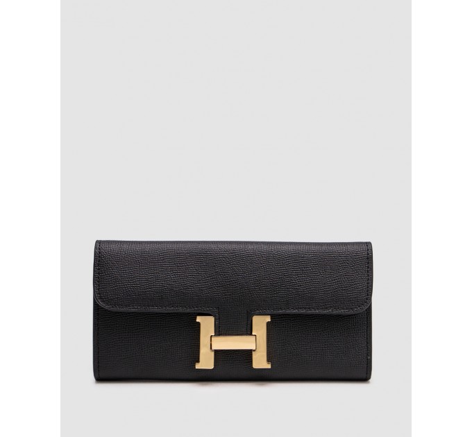 Гаманець Hermès Constance Long To Go: чорна шкіра та золого кольору H