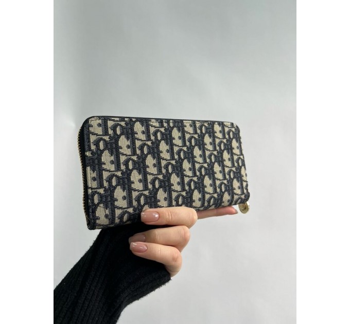 Клатч Dior 30 Montaigne: синій Jacquard Oblique та 12 відділень для карток