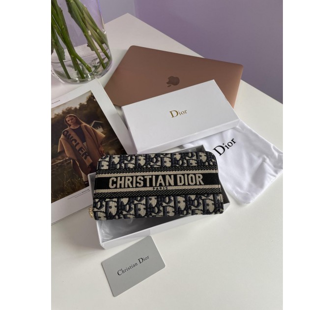 Клатч Dior 30 Montaigne: синій Jacquard Oblique та 12 відділень для карток