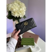 Клатч Gucci GG Marmont Zip-Around Long Wallet Black Matelassé