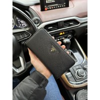 Клатч Prada Leather Round Zippy Long Wallet Nero Black